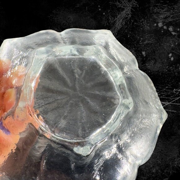 Mid Century Viking Glass Epic Stockholm 5 Spiked Clear Glass Lotus Bowl Vintage - Picture 6 of 11